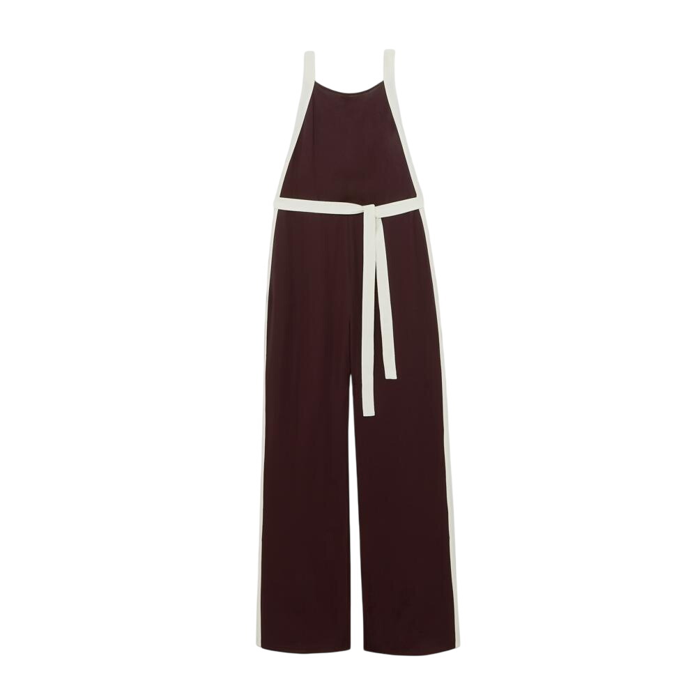 REISS SALMA Petite Colourblock Wide Leg Belted Jumpsuit